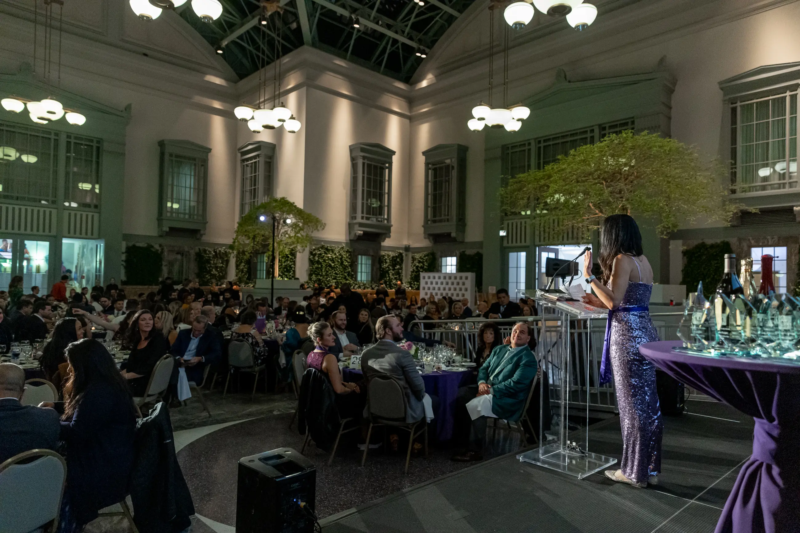 Keynote speaker addressing guests at a corporate gala