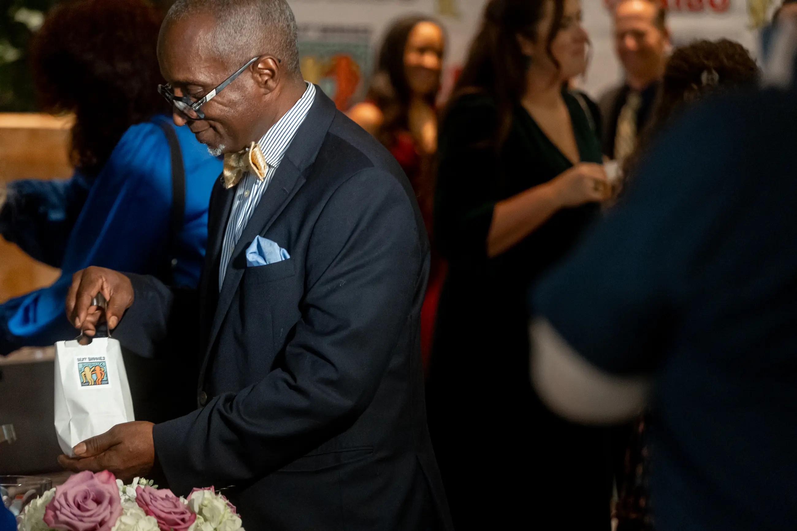 Candid guest interaction at a corporate gala