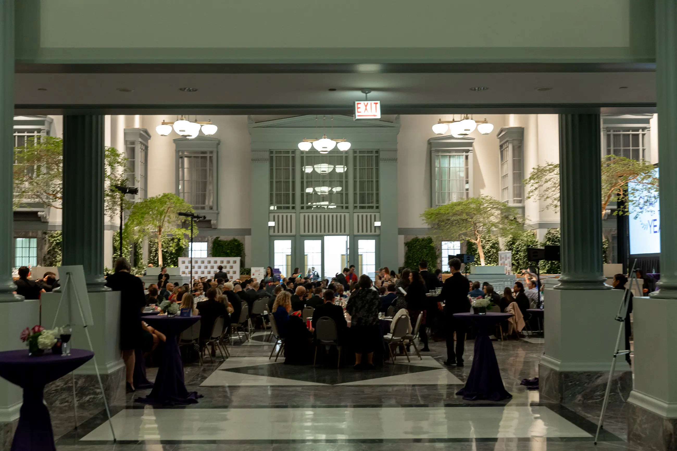 Corporate gala room, guests and event environment