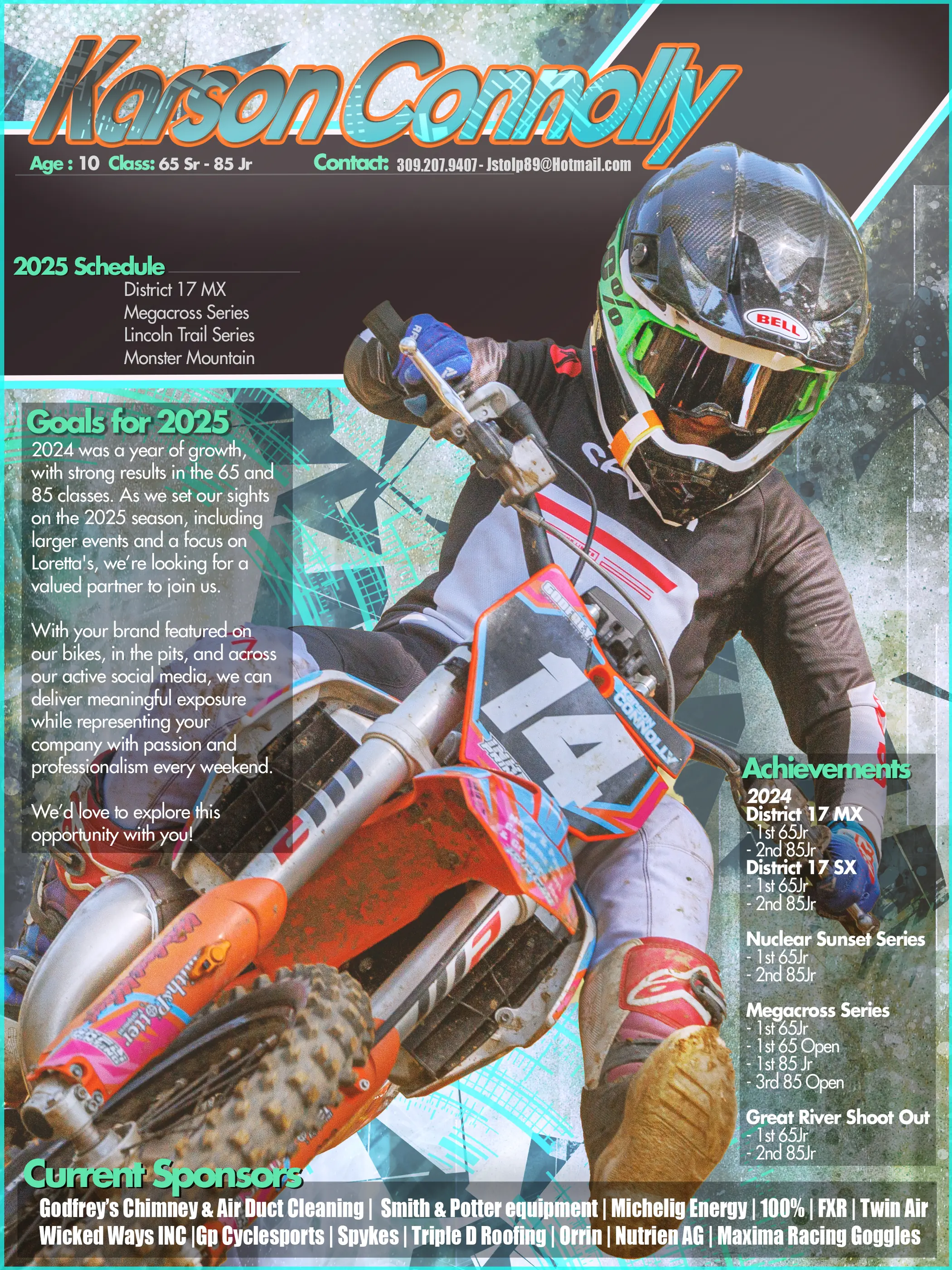 Professionally written and designed motocross sponsor résumé